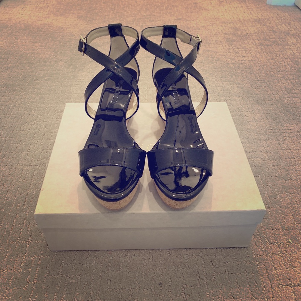 Jimmy Choo Glossy Black Sandals